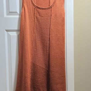 Orange Knit Sleeveless Dress